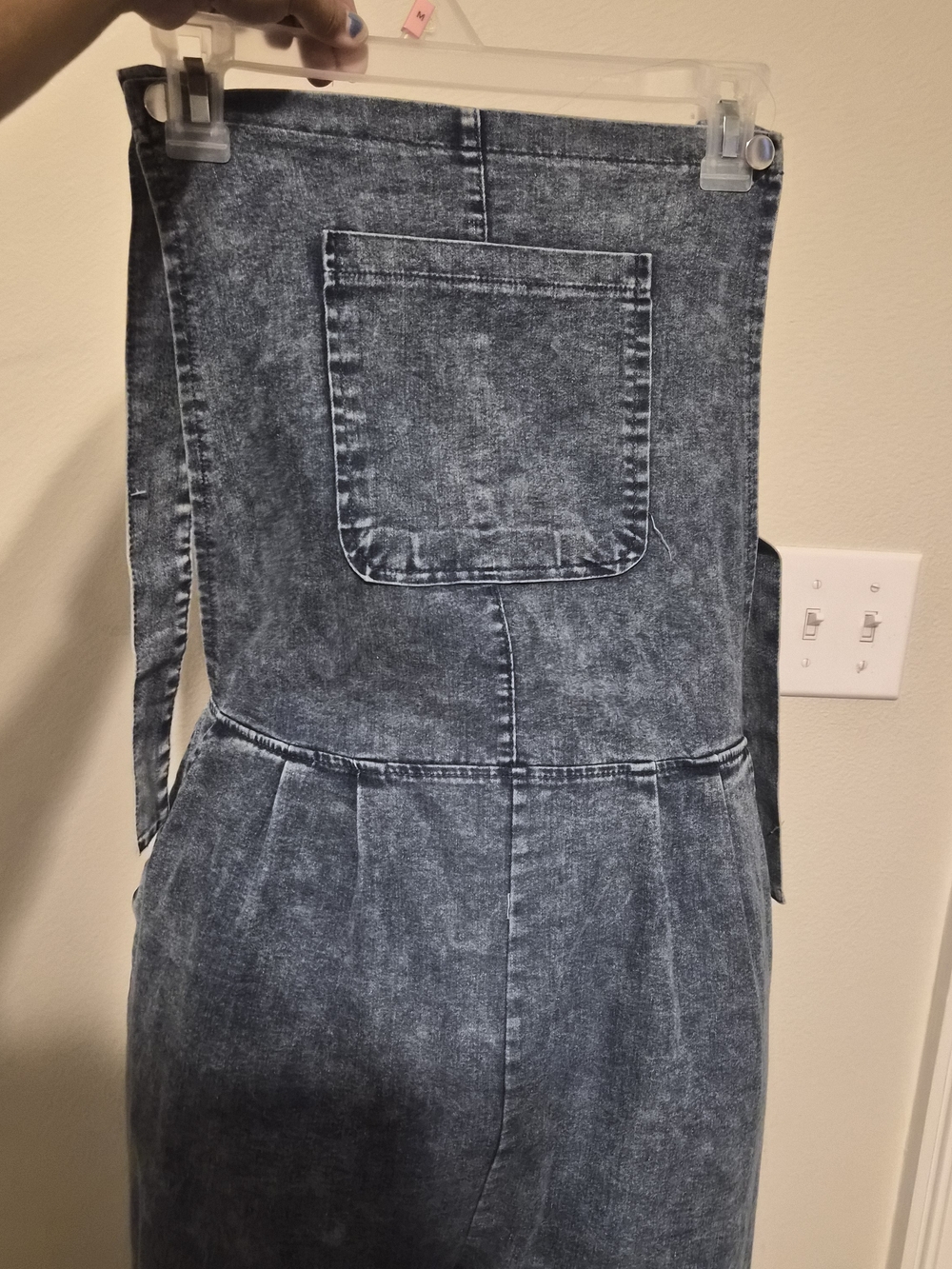 Acid Wash Denim Wide Leg Overalls Jumpsuit XXL Retro Boho No Buckles